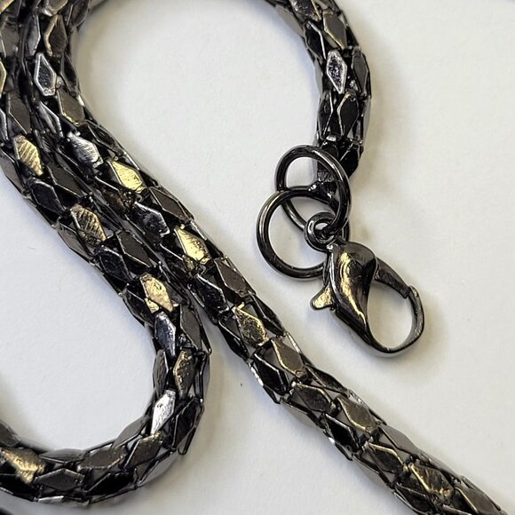 Gunmetal Tone Long Necklace with Crystal tassels - Picture 12 of 16